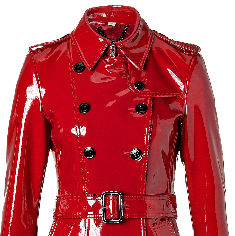 Red Patent Leather Trench Coat Tradingbasis
