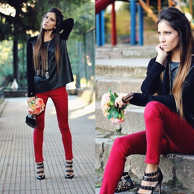 How to wear red skinny jeans - My Fashion Wants