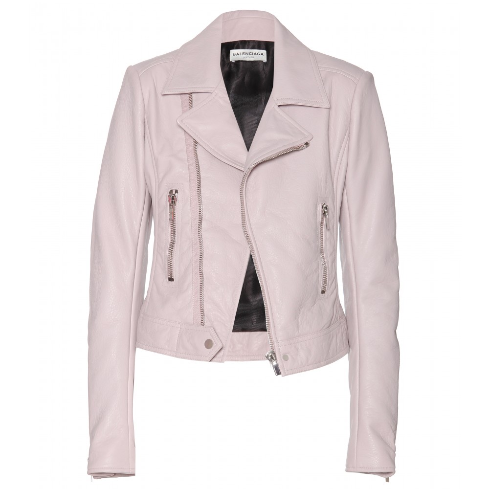 Balenciaga Leather Biker Jacket pale mauve pink - My Fashion Wants